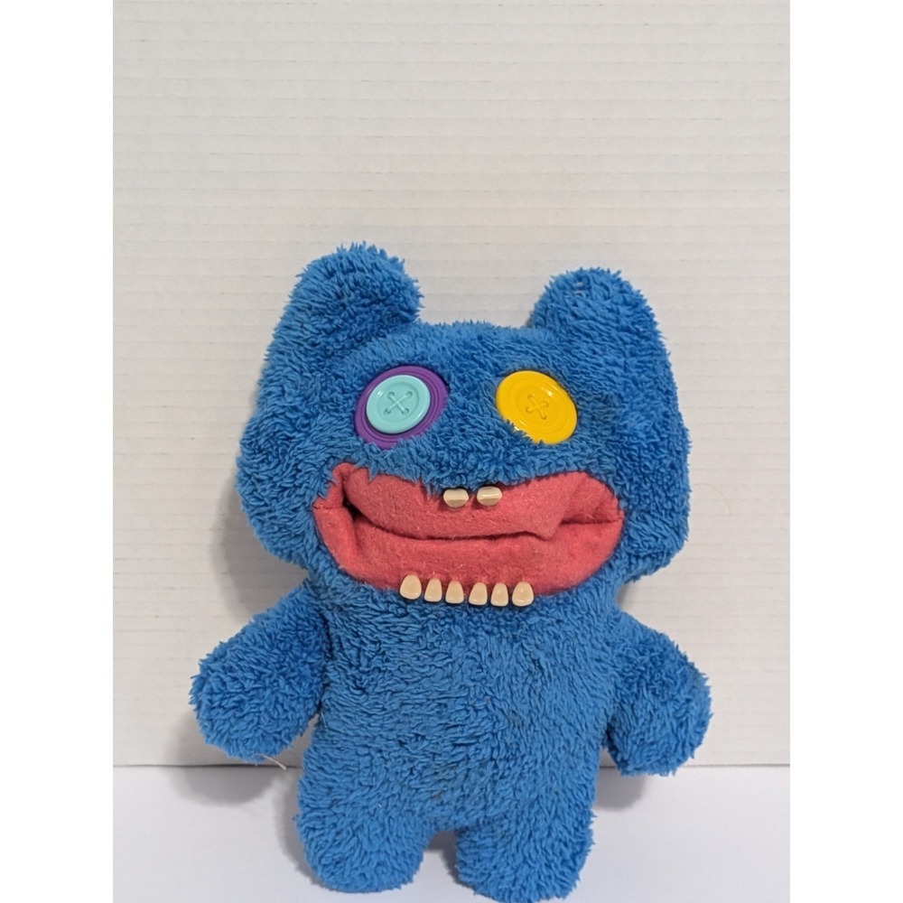Fuggler Plush 9" Blue Monster Chaos Crew Button Eyes Funny Teeth Stuffed Toy